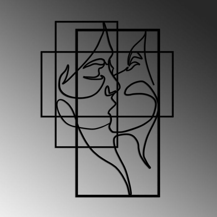 Wallity Accesorio Decorativo de Pared Metal Negro Elegante 70x52cm Obra de Arte para el Hogar